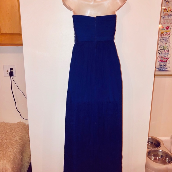 J CREW silk strapless zip back blue maxi dress - Picture 8 of 8